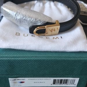 BUSCEMI BLACK LEATHER DOUBLE BRACELET